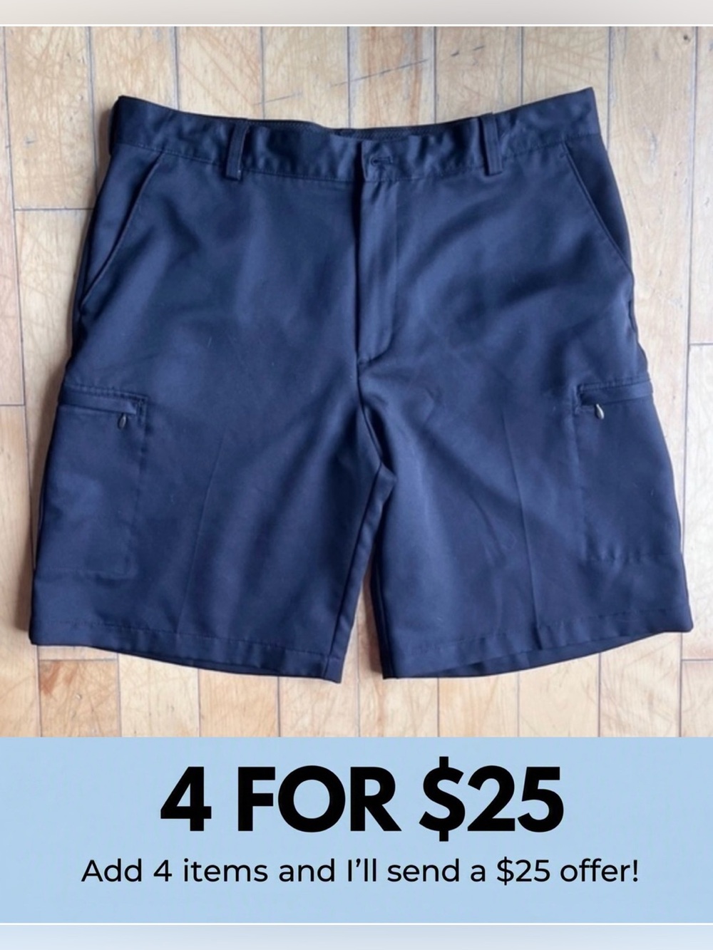 IZOD Golf Classic Performance Cargo Golf Black Shorts Size 36